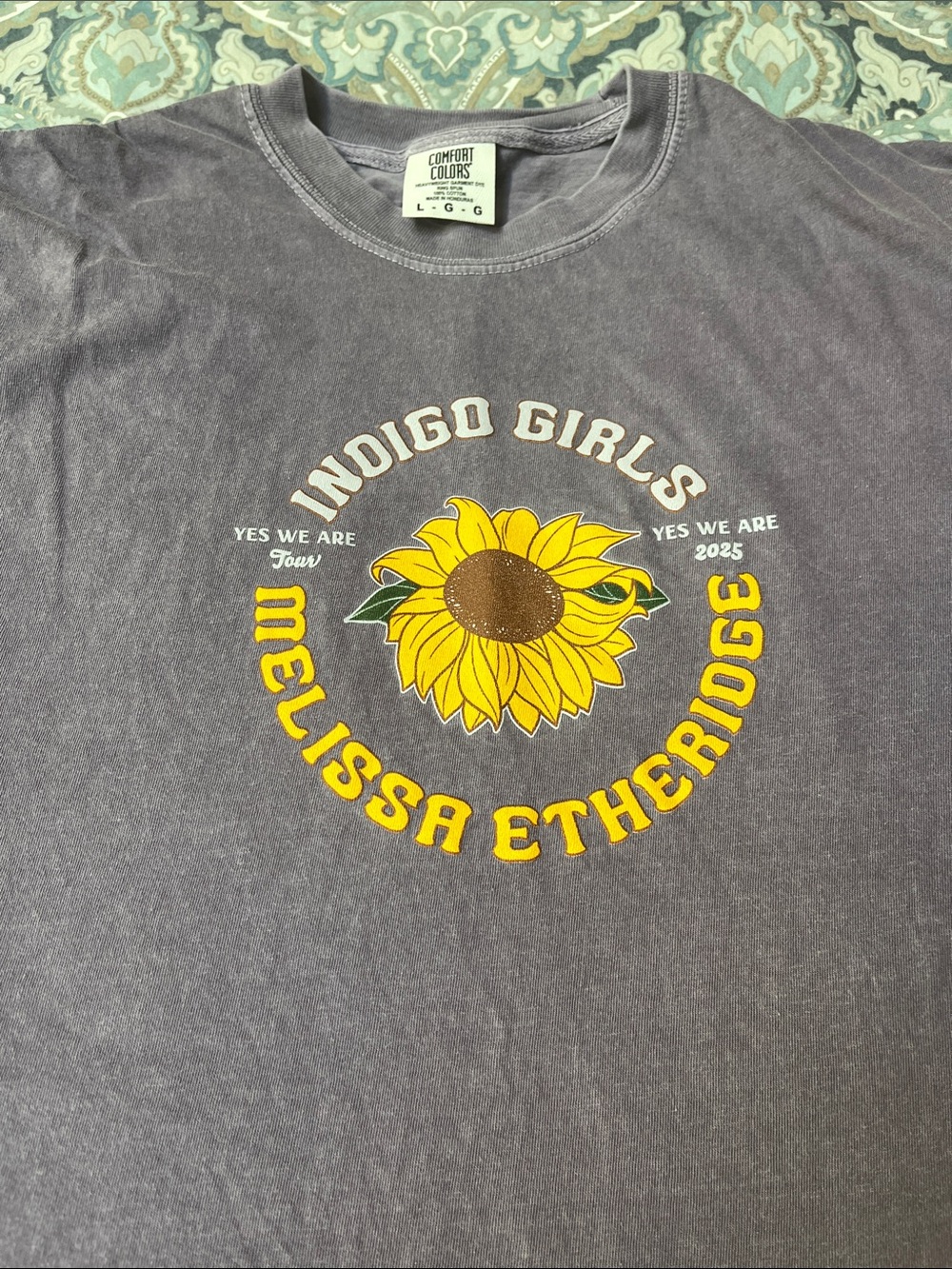 Gildan Charcoal Tee with Yellow Sunflower Graphic